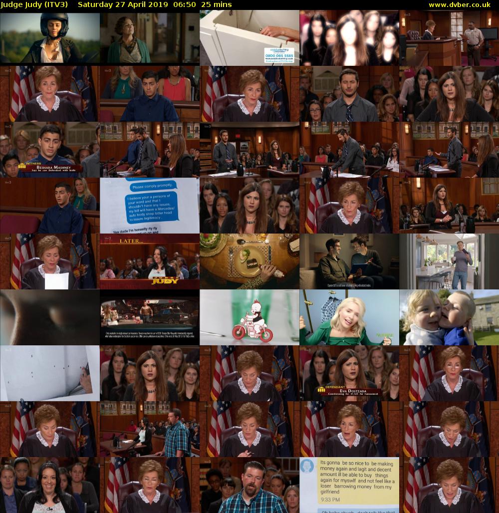 Judge Judy (ITV3) Saturday 27 April 2019 06:50 - 07:15