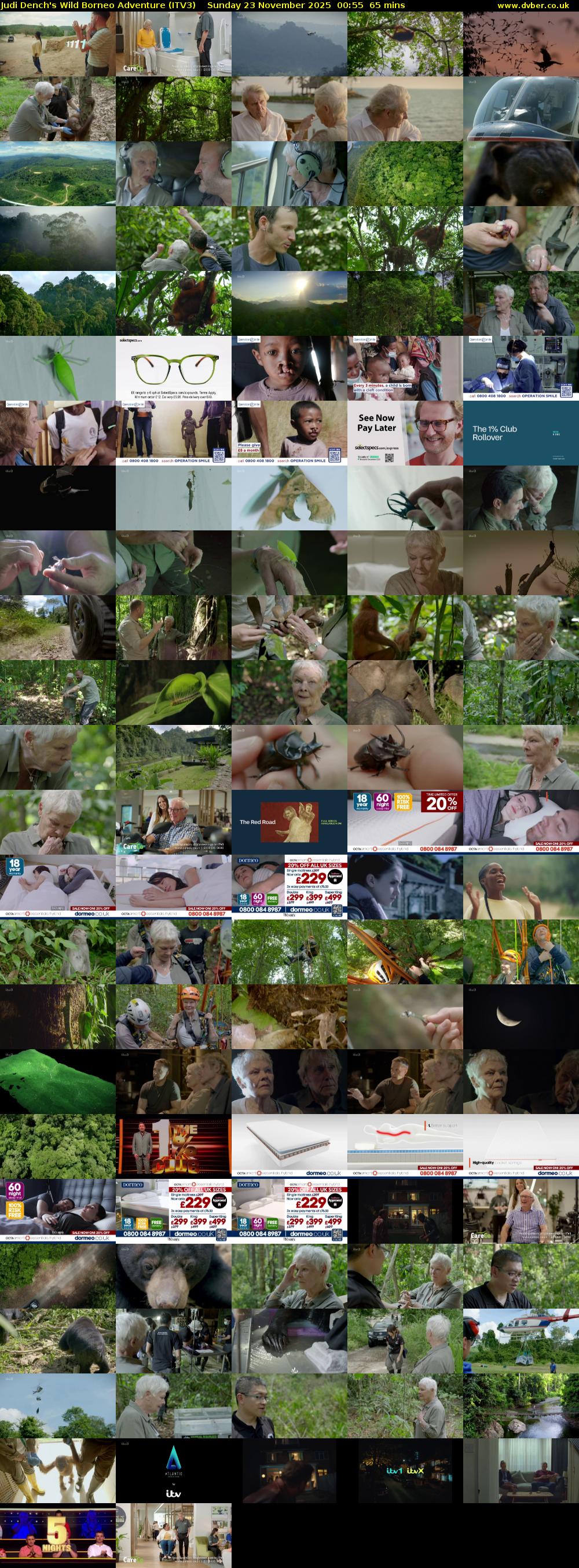 Judi Dench's Wild Borneo Adventure (ITV3) Sunday 23 November 2025 00:55 - 02:00