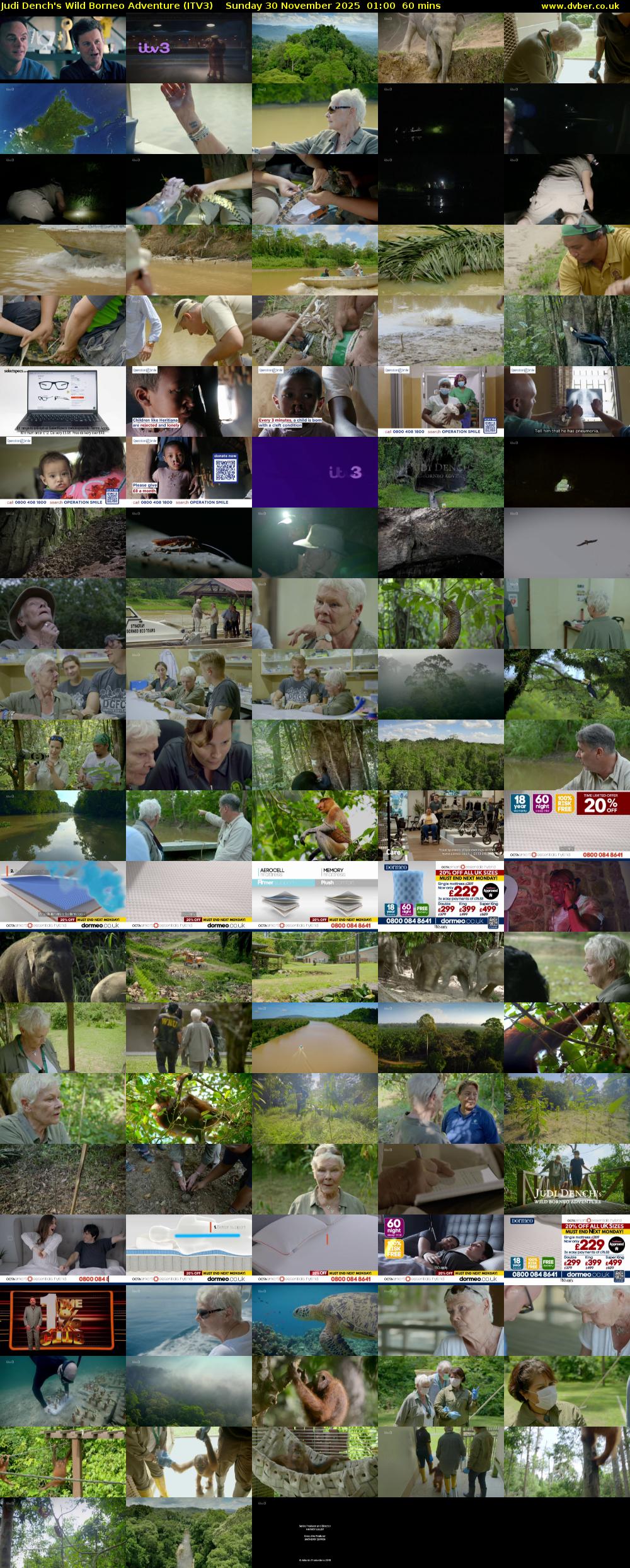 Judi Dench's Wild Borneo Adventure (ITV3) Sunday 30 November 2025 01:00 - 02:00