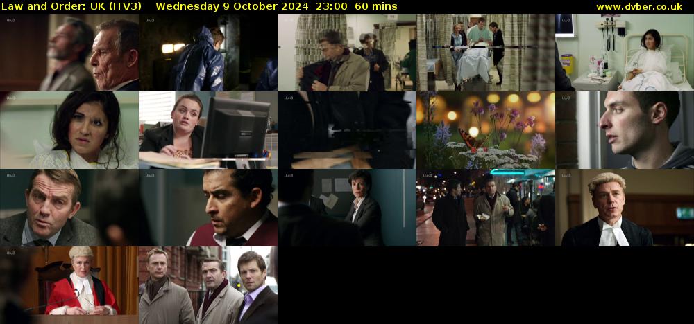 Law and Order: UK (ITV3) Wednesday 9 October 2024 23:00 - 00:00
