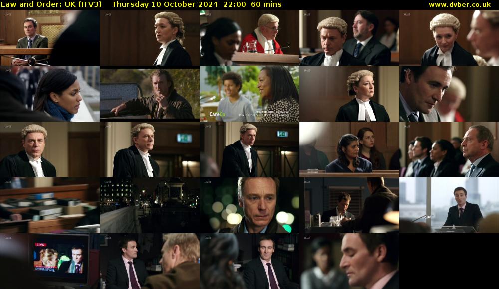 Law and Order: UK (ITV3) Thursday 10 October 2024 22:00 - 23:00