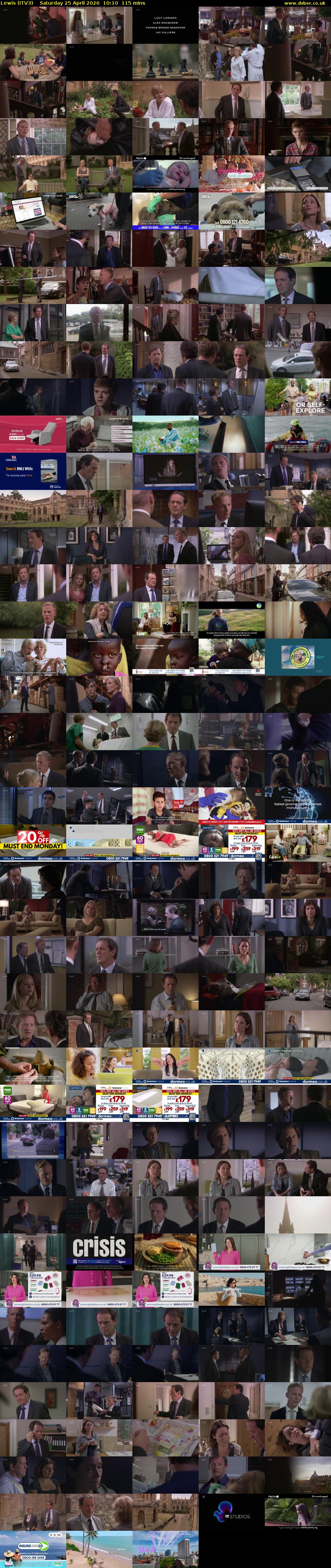 Lewis (ITV3) Saturday 25 April 2026 10:10 - 12:05