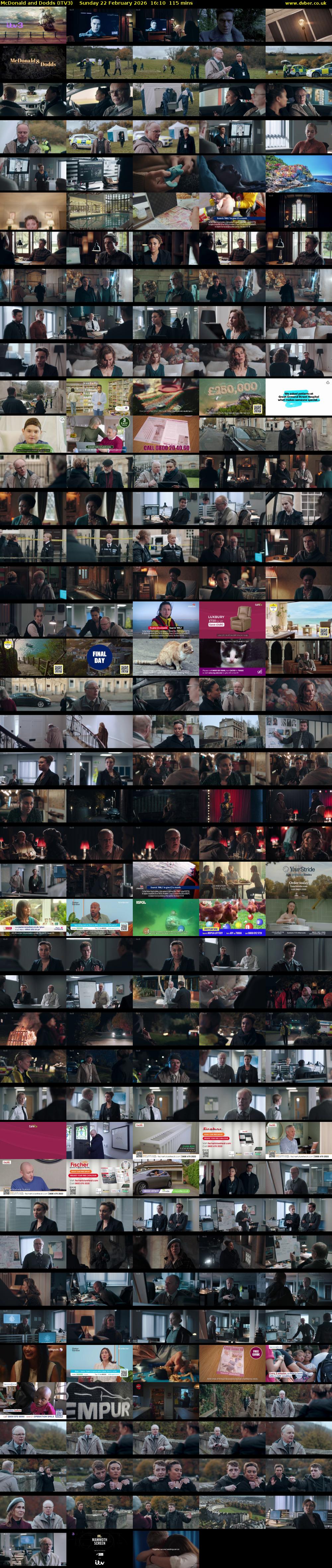 McDonald and Dodds (ITV3) Sunday 22 February 2026 16:10 - 18:05