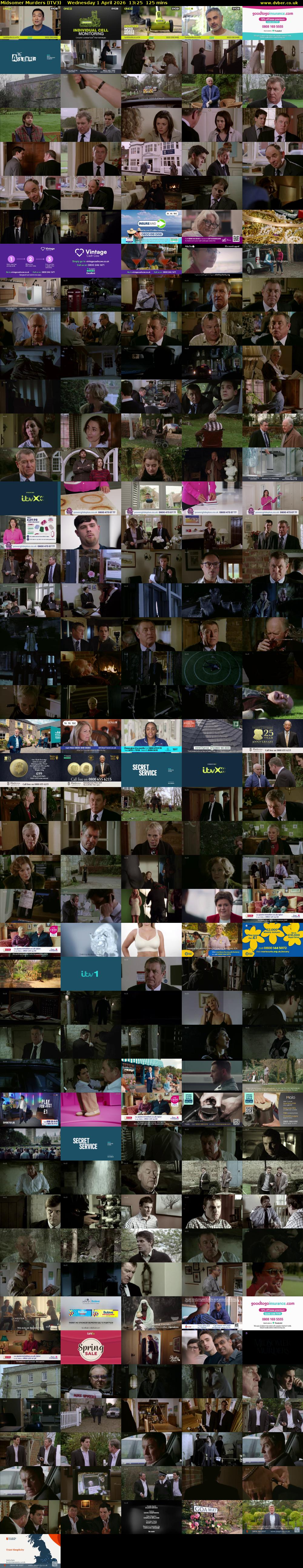 Midsomer Murders (ITV3) Wednesday 1 April 2026 13:25 - 15:30