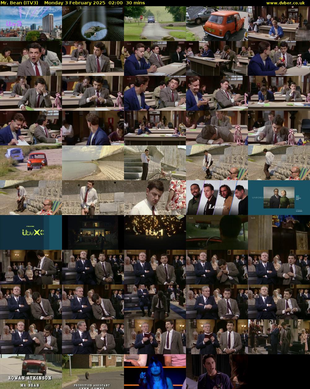 Mr. Bean (ITV3) Monday 3 February 2025 02:00 - 02:30