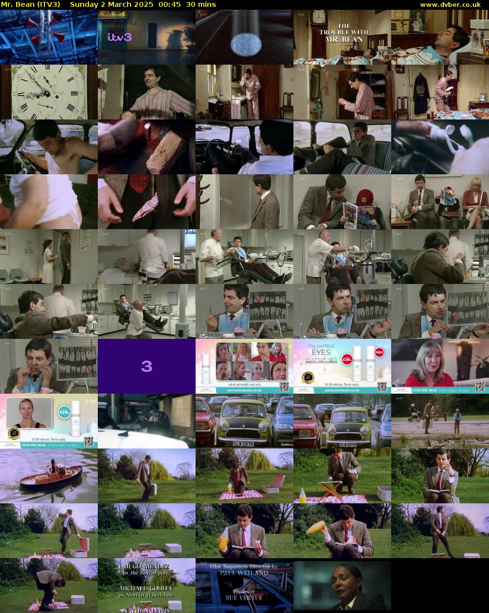 Mr. Bean (ITV3) Sunday 2 March 2025 00:45 - 01:15