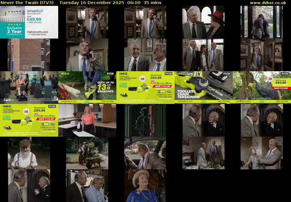 Never the Twain (ITV3) Tuesday 16 December 2025 06:00 - 06:35