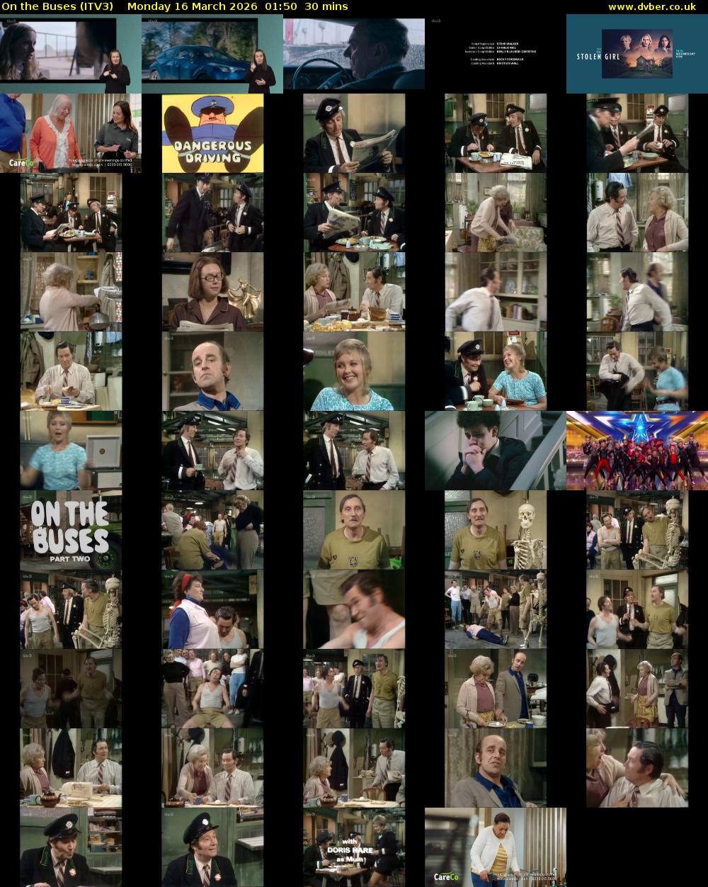 On the Buses (ITV3) Monday 16 March 2026 01:50 - 02:20