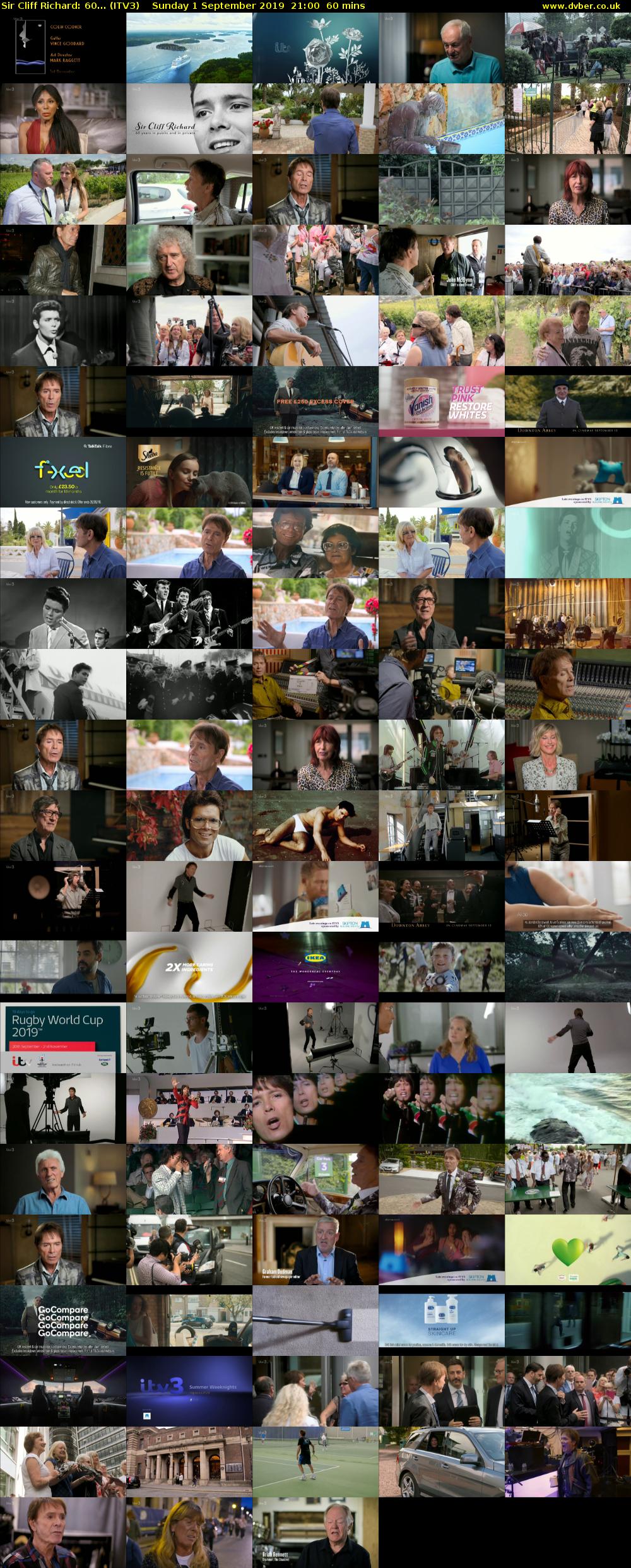 Sir Cliff Richard: 60... (ITV3) Sunday 1 September 2019 21:00 - 22:00