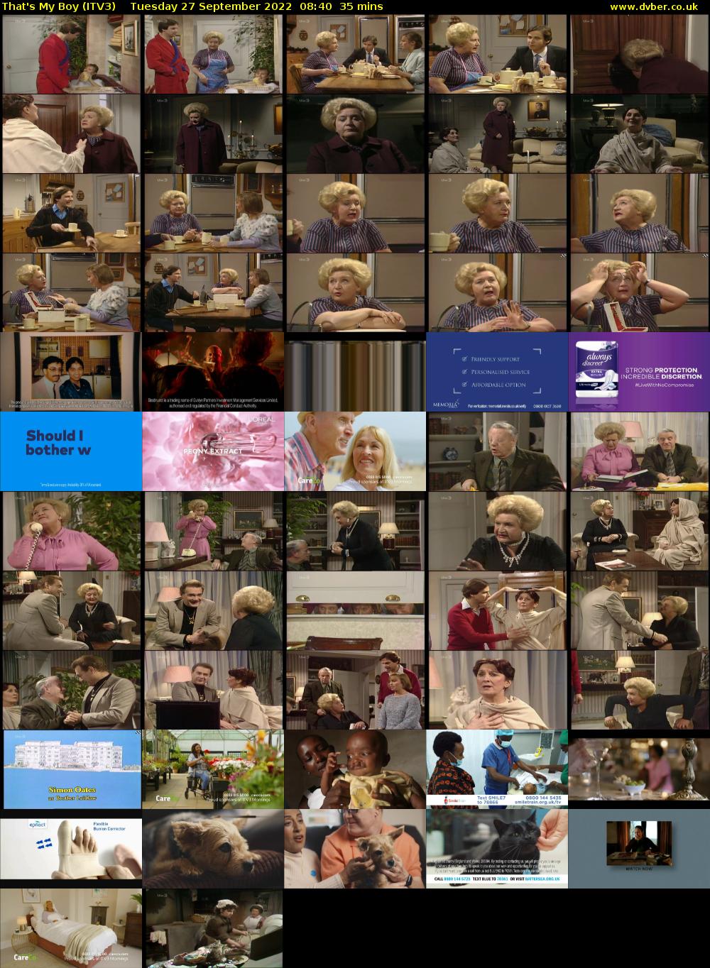 That's My Boy (ITV3) Tuesday 27 September 2022 08:40 - 09:15
