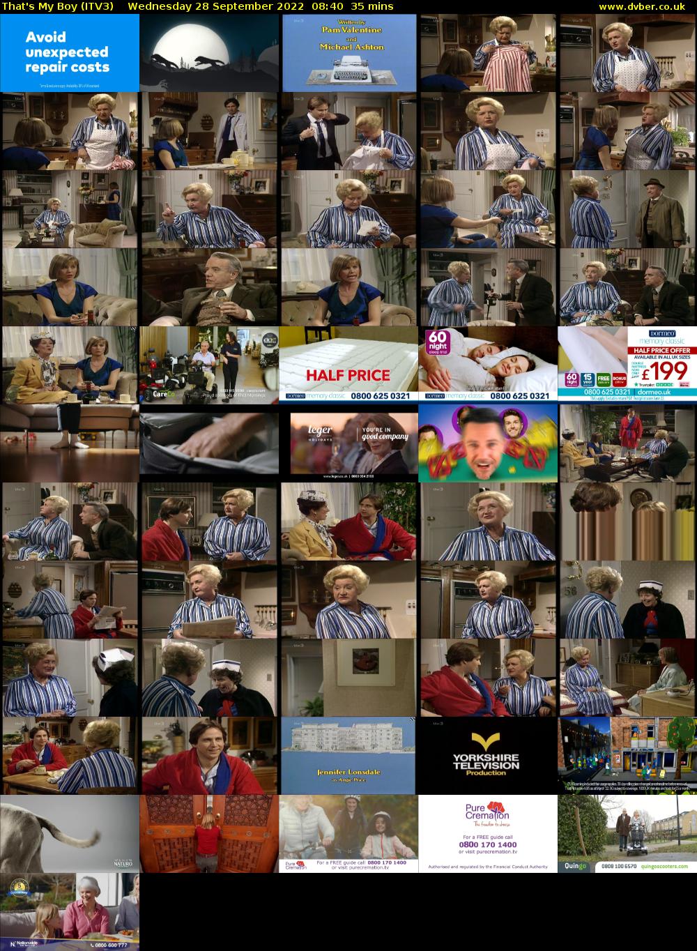 That's My Boy (ITV3) Wednesday 28 September 2022 08:40 - 09:15