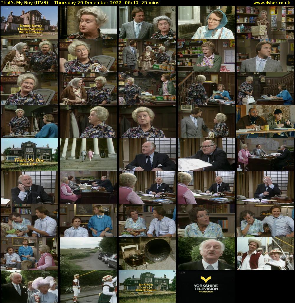That's My Boy (ITV3) Thursday 29 December 2022 06:40 - 07:05