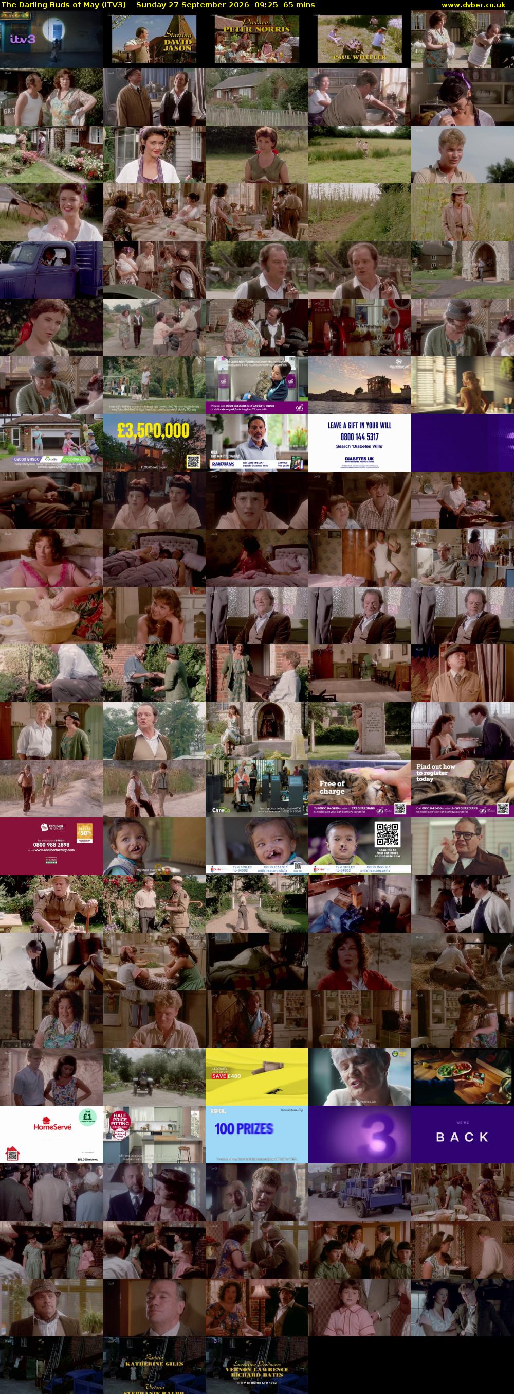 The Darling Buds of May (ITV3) Sunday 27 September 2026 09:25 - 10:30