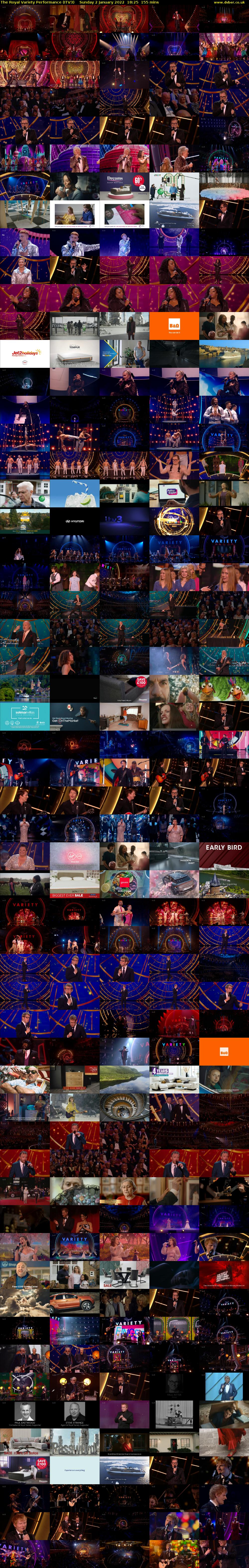 The Royal Variety Performance (ITV3) Sunday 2 January 2022 18:25 - 21:00