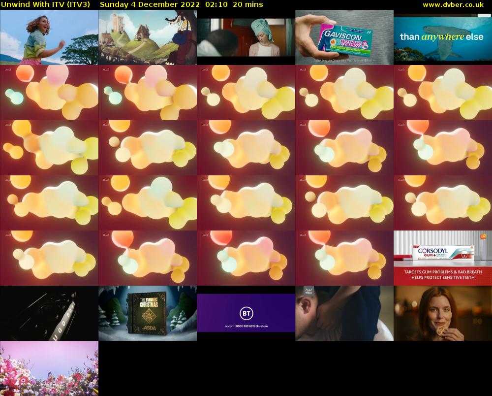 Unwind With ITV (ITV3) Sunday 4 December 2022 02:10 - 02:30