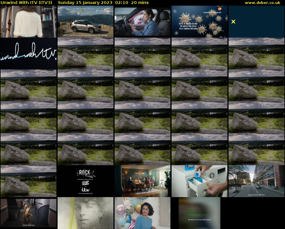 Unwind With ITV (ITV3) Sunday 15 January 2023 02:10 - 02:30