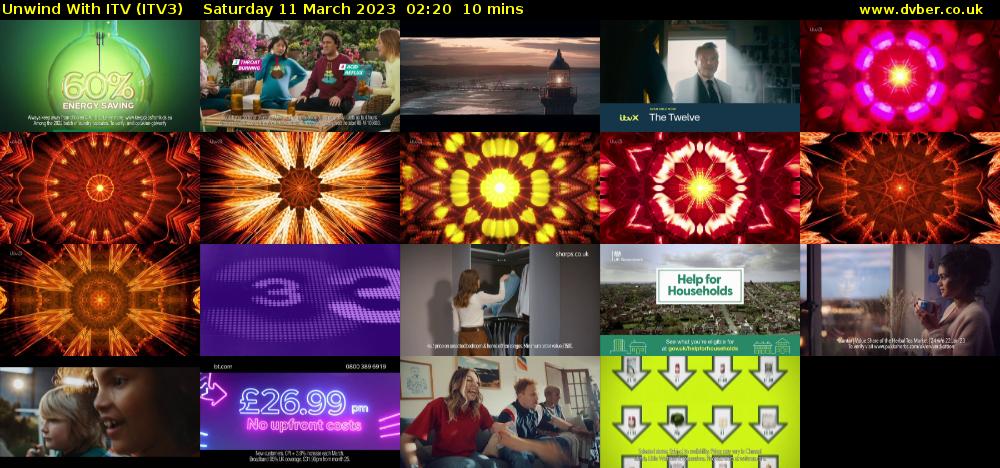 Unwind With ITV (ITV3) Saturday 11 March 2023 02:20 - 02:30
