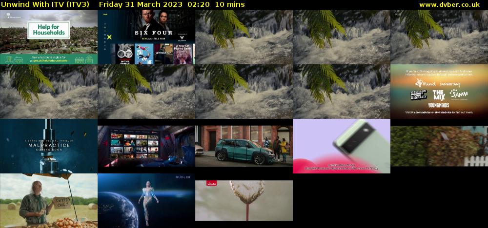 Unwind With ITV (ITV3) Friday 31 March 2023 02:20 - 02:30