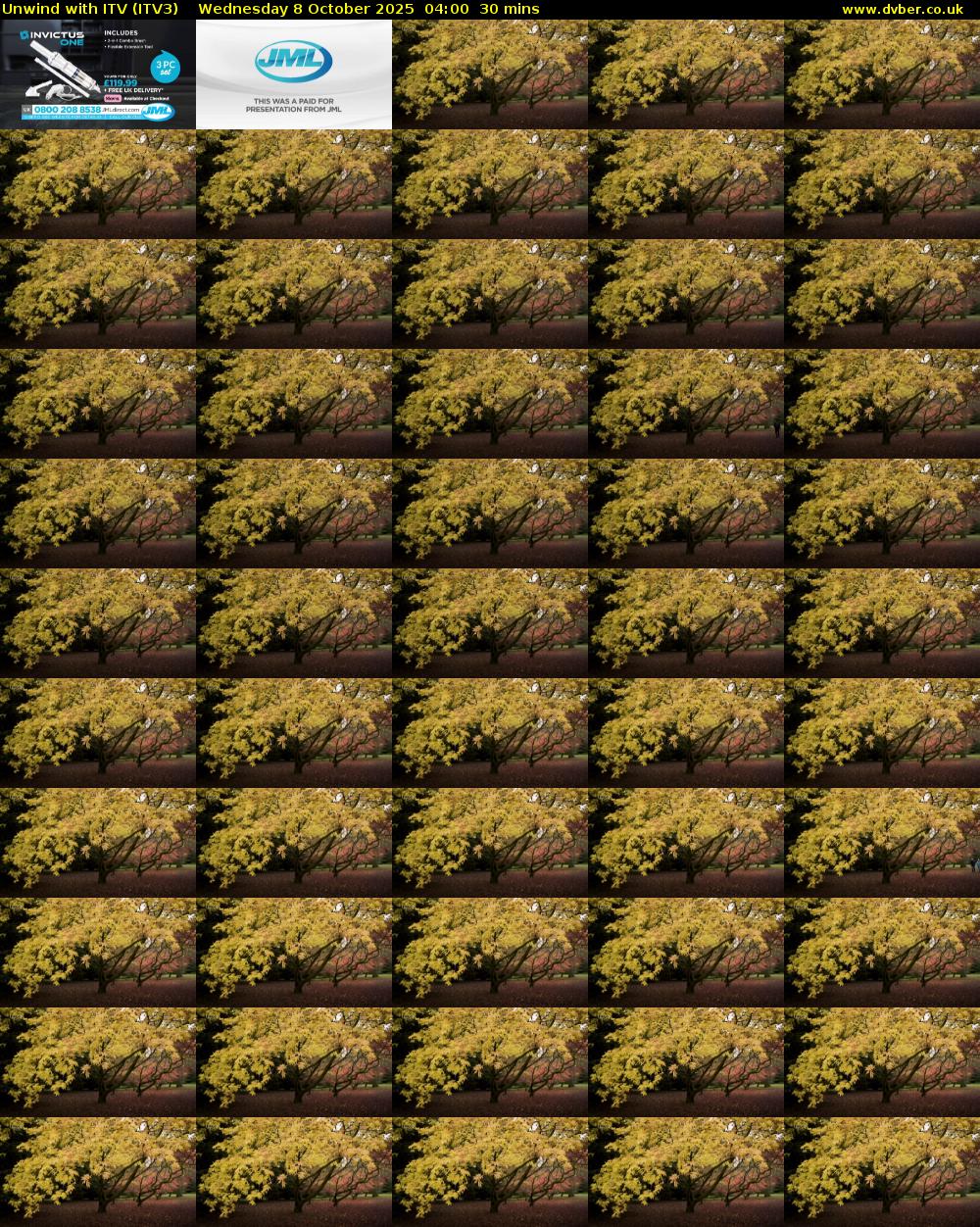 Unwind With ITV (ITV3) Wednesday 8 October 2025 04:00 - 04:30