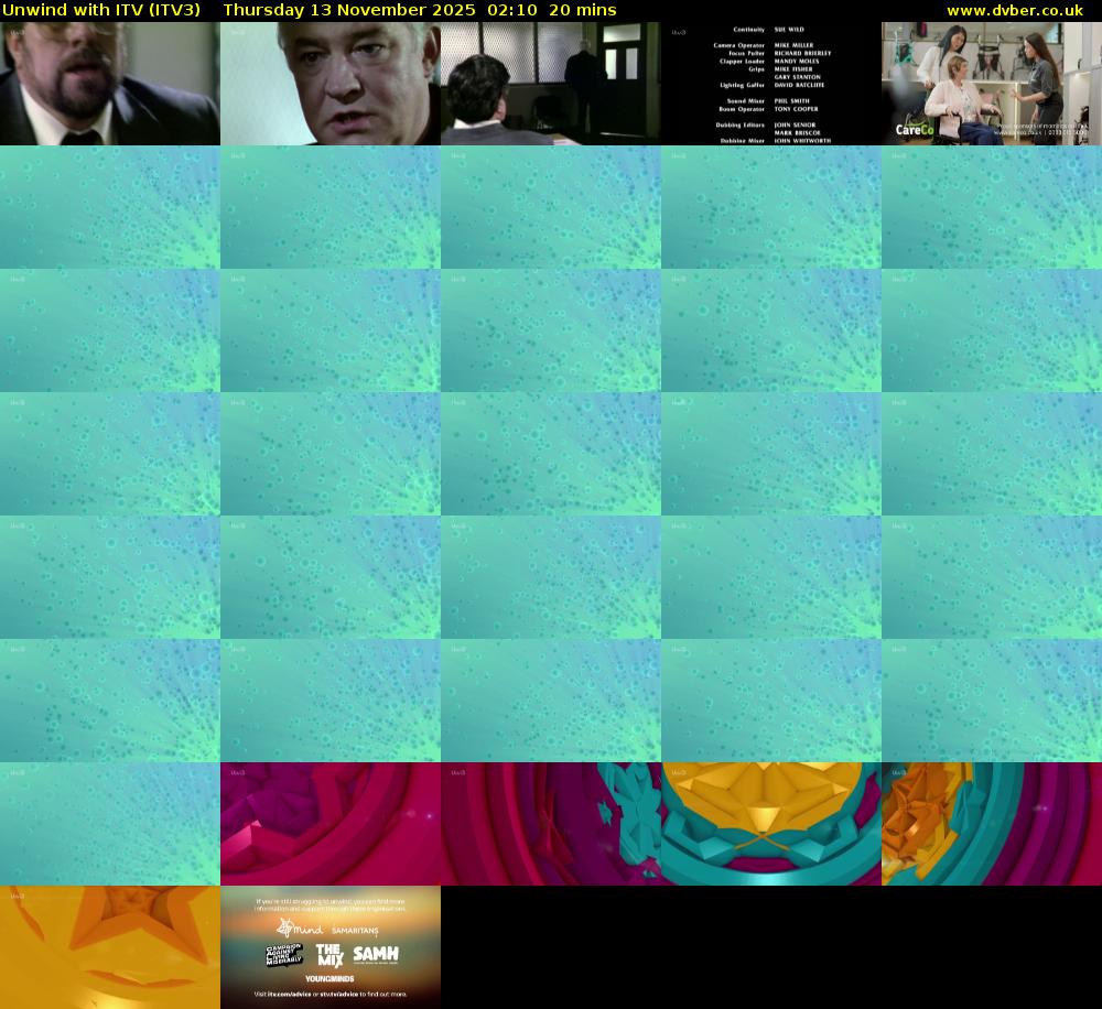 Unwind With ITV (ITV3) Thursday 13 November 2025 02:10 - 02:30