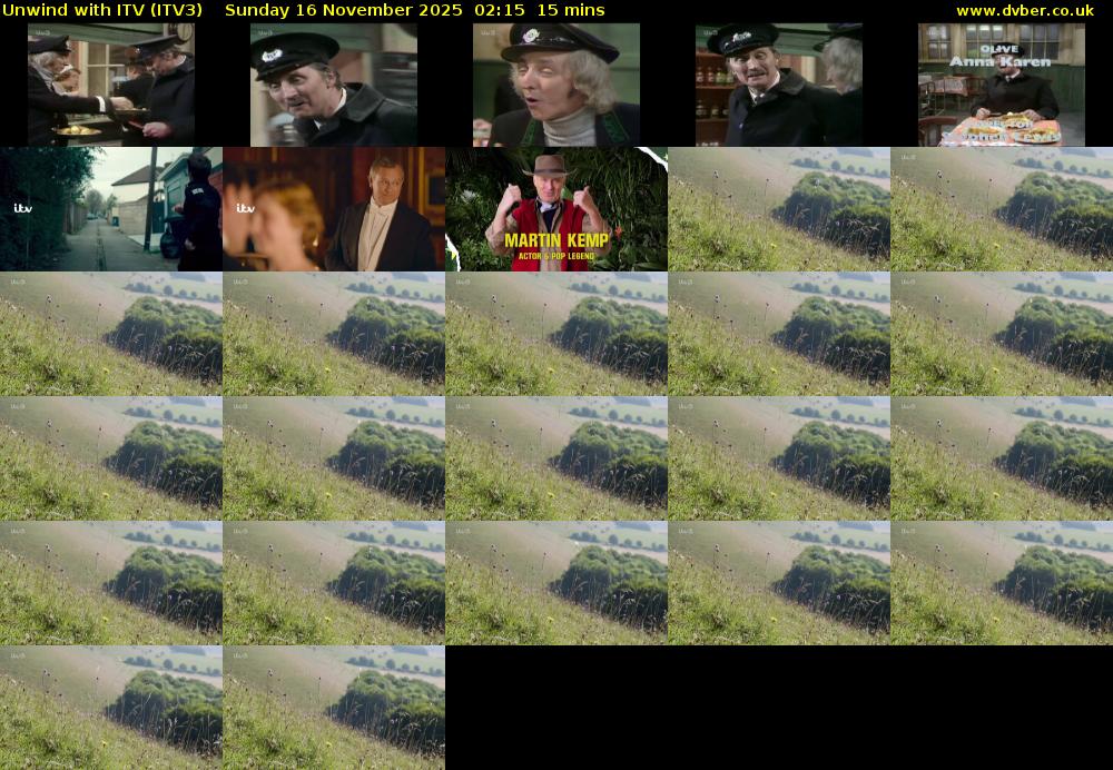 Unwind With ITV (ITV3) Sunday 16 November 2025 02:15 - 02:30