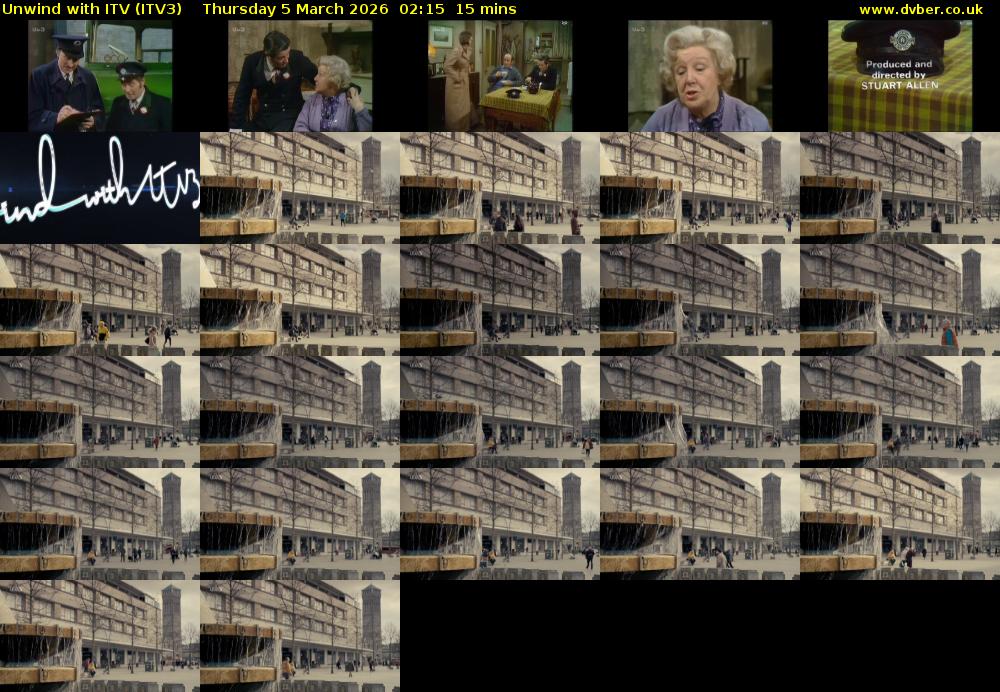 Unwind With ITV (ITV3) Thursday 5 March 2026 02:15 - 02:30