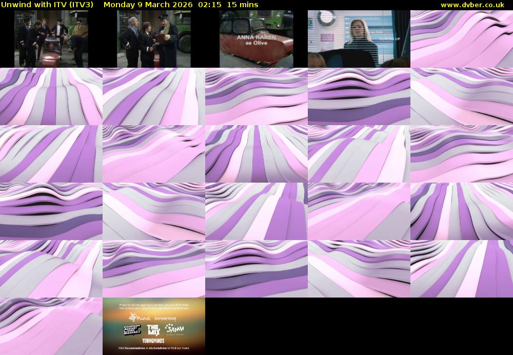 Unwind With ITV (ITV3) Monday 9 March 2026 02:15 - 02:30