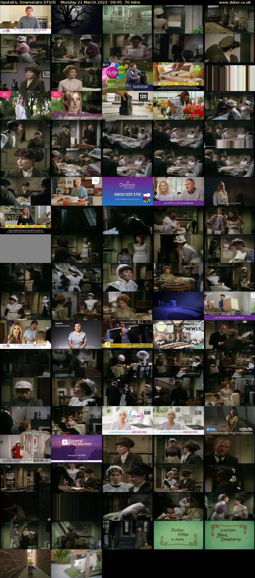 Upstairs, Downstairs (ITV3) Monday 21 March 2022 09:45 - 10:55