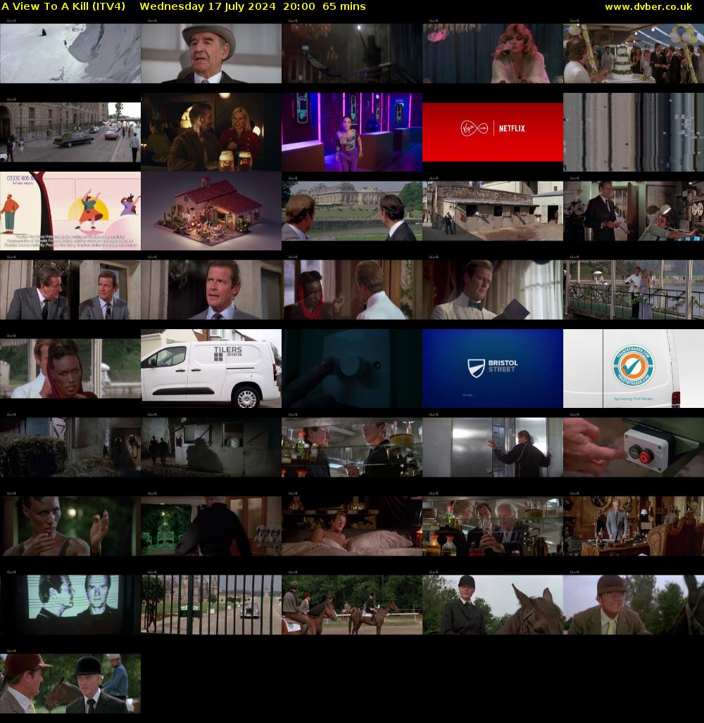 A View To A Kill (ITV4) Wednesday 17 July 2024 20:00 - 21:05