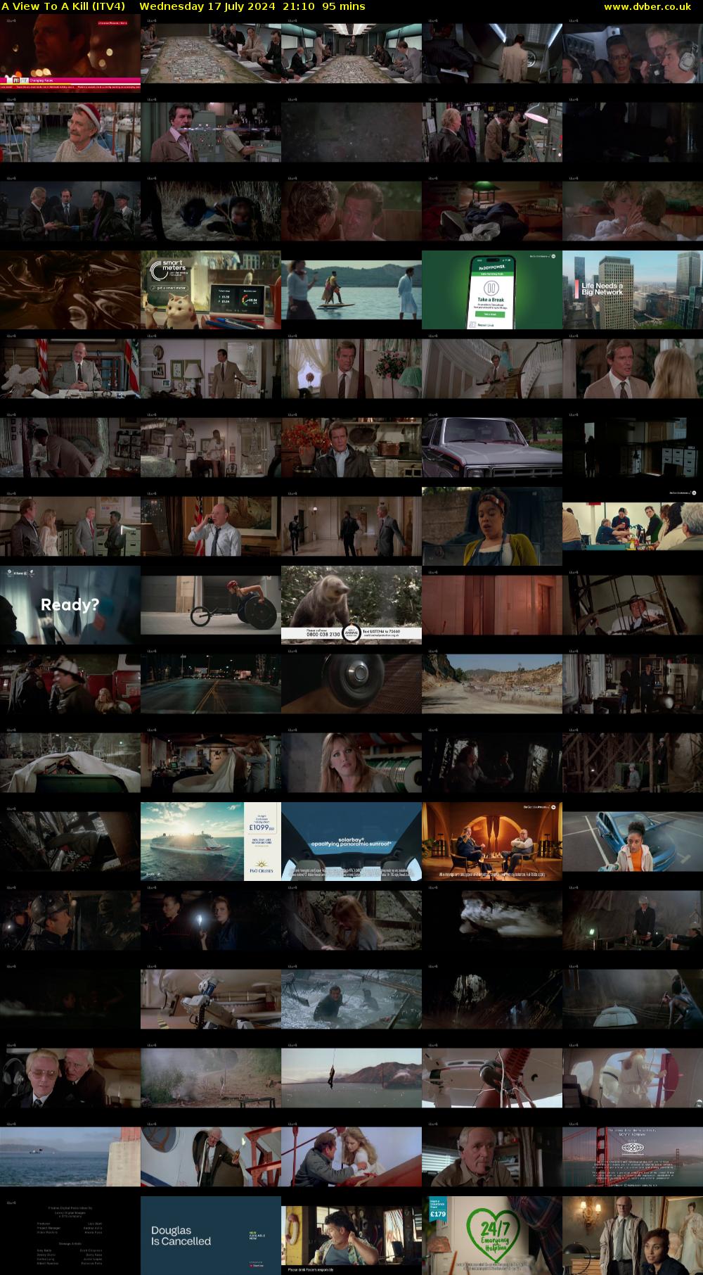 A View To A Kill (ITV4) Wednesday 17 July 2024 21:10 - 22:45