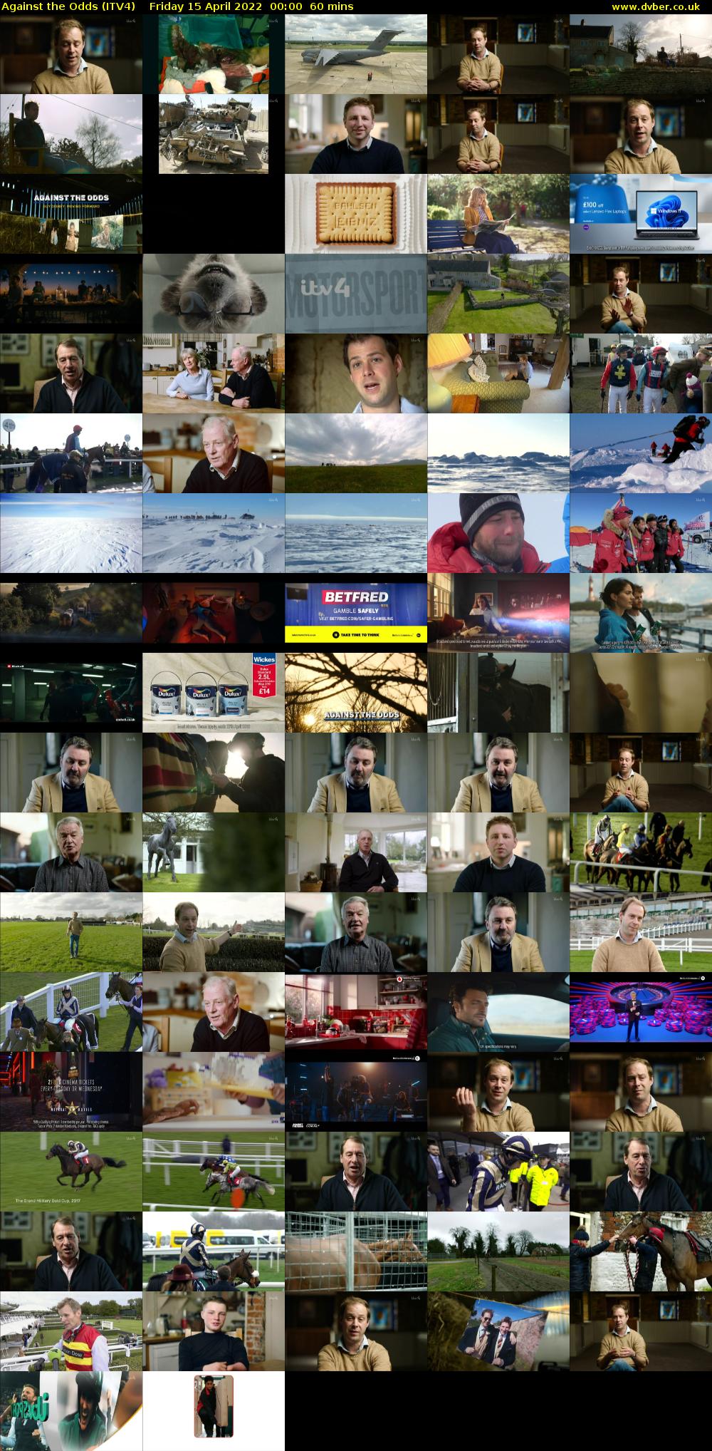 Against the Odds (ITV4) Friday 15 April 2022 00:00 - 01:00