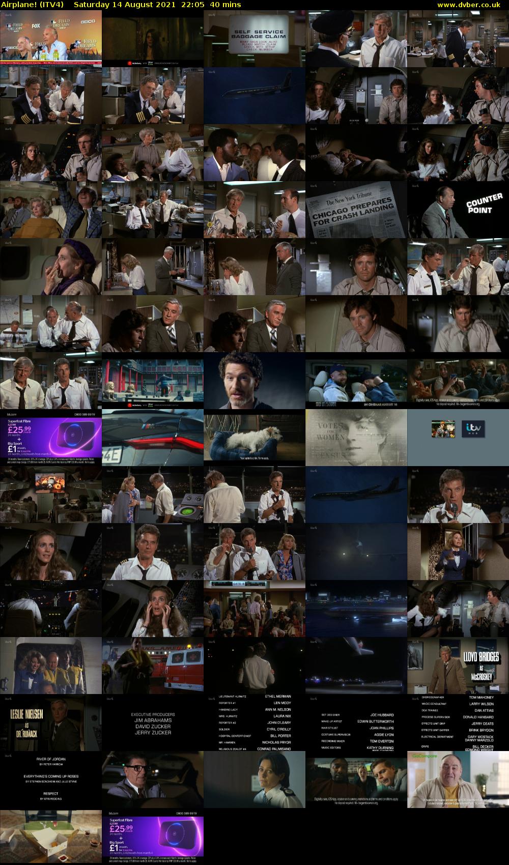 Airplane! (ITV4) Saturday 14 August 2021 22:05 - 22:45