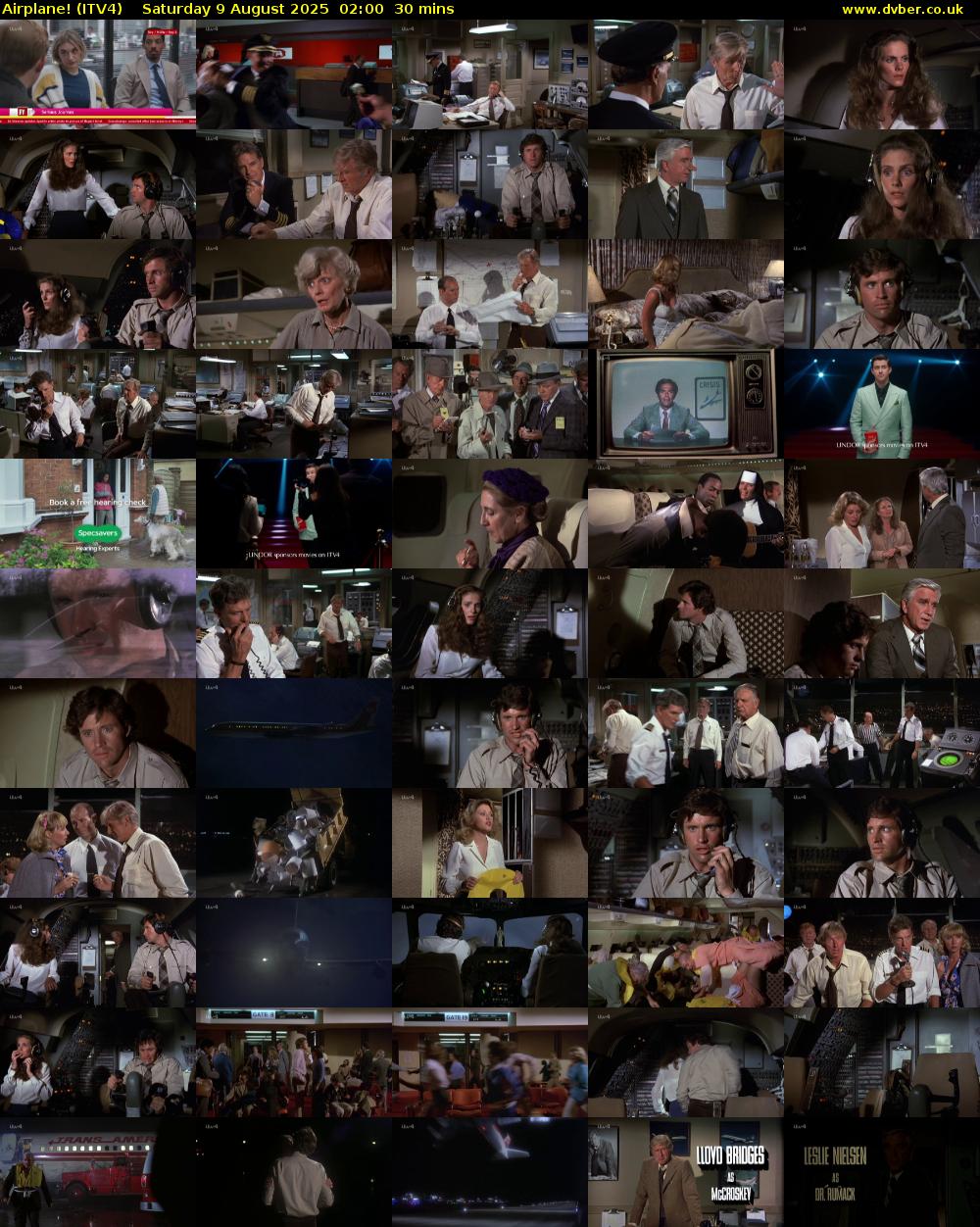 Airplane! (ITV4) Saturday 9 August 2025 02:00 - 02:30