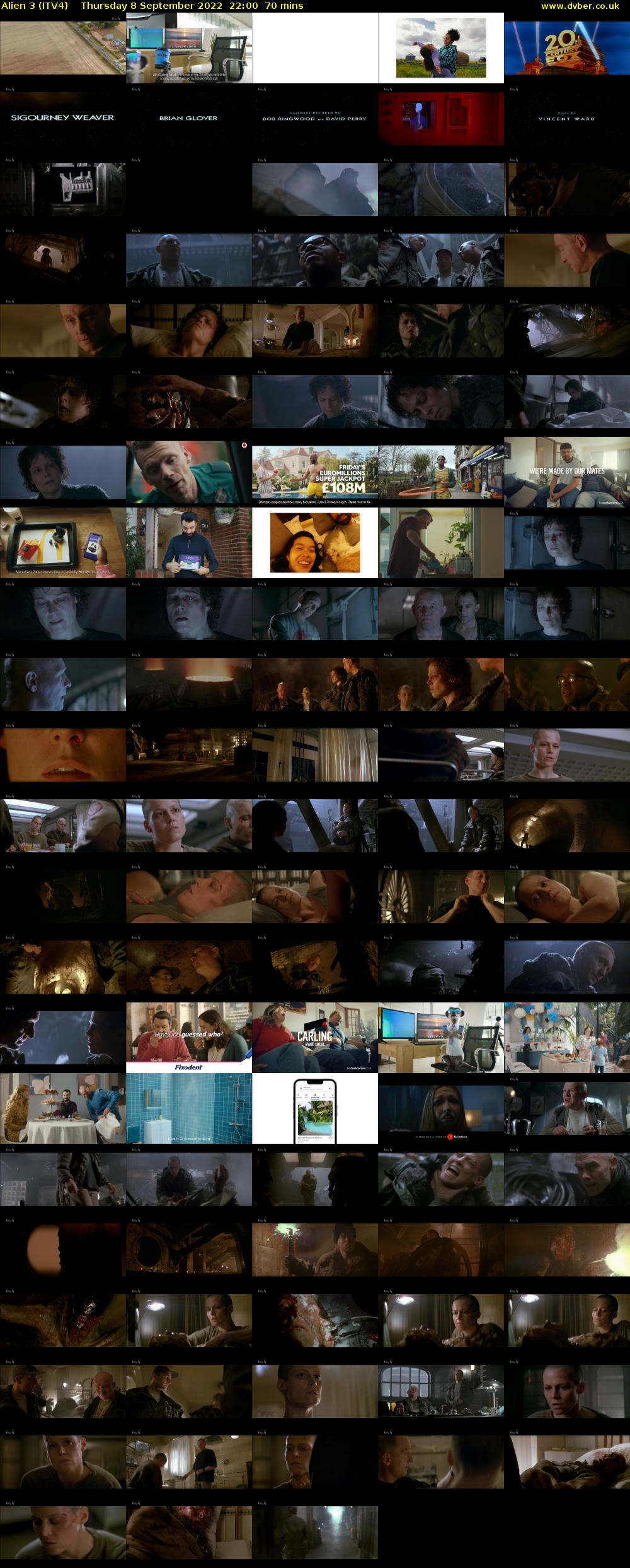 Alien 3 (ITV4) Thursday 8 September 2022 22:00 - 23:10