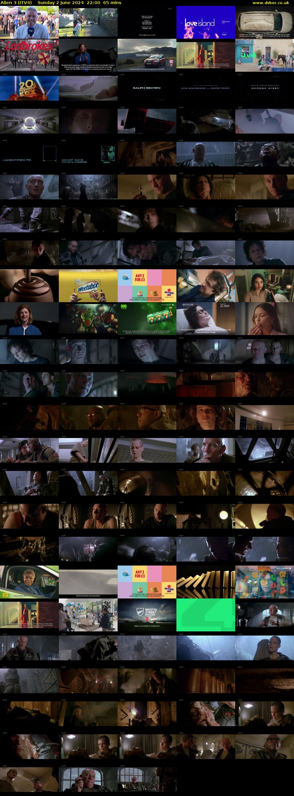 Alien 3 (ITV4) Sunday 2 June 2024 22:00 - 23:05