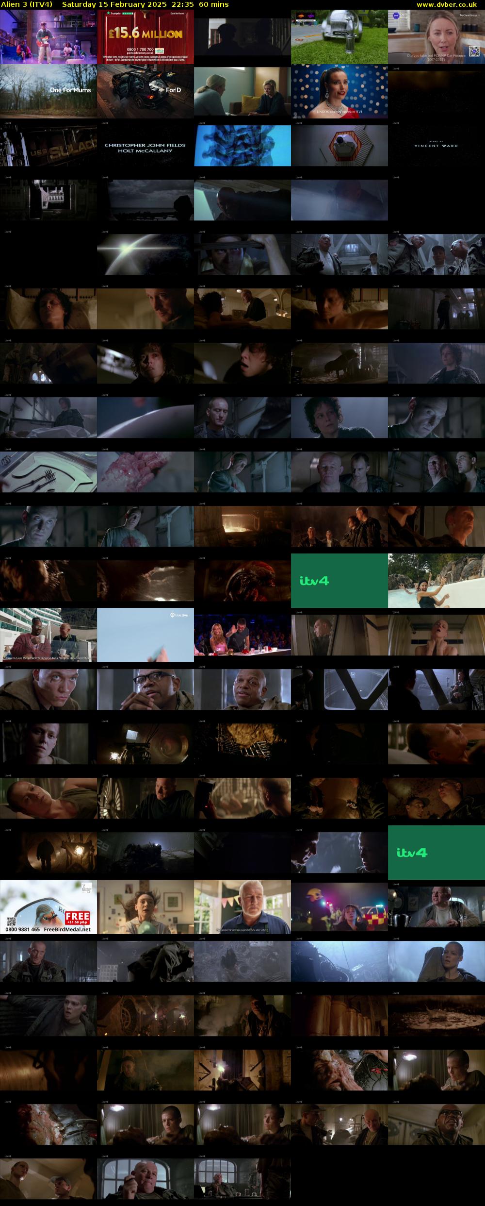 Alien 3 (ITV4) Saturday 15 February 2025 22:35 - 23:35