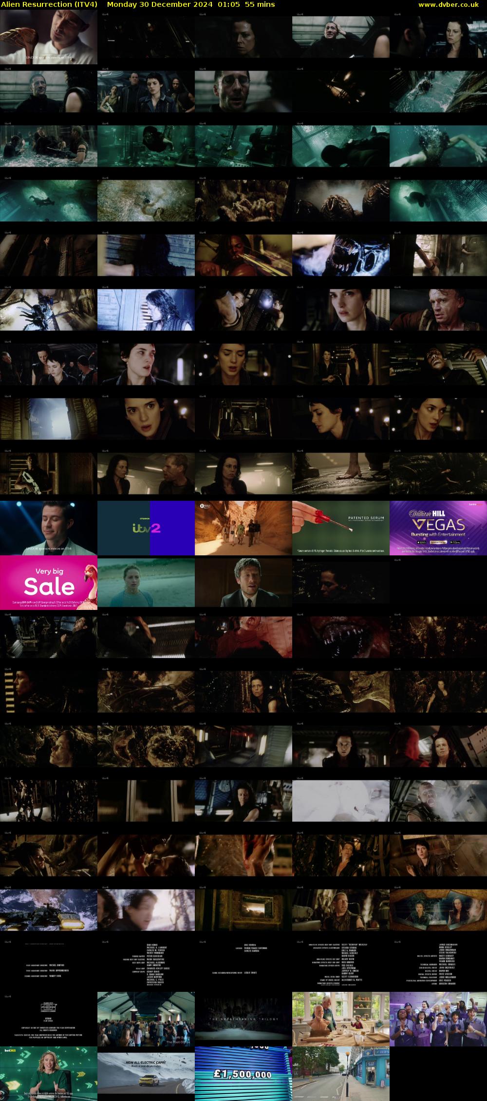 Alien Resurrection (ITV4) Monday 30 December 2024 01:05 - 02:00