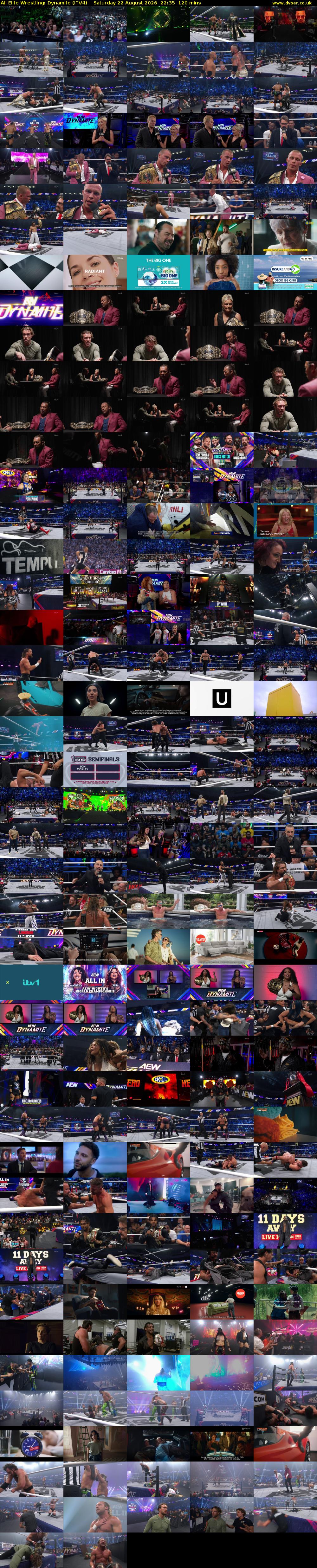 All Elite Wrestling: Dynamite (ITV4) Saturday 22 August 2026 22:35 - 00:35