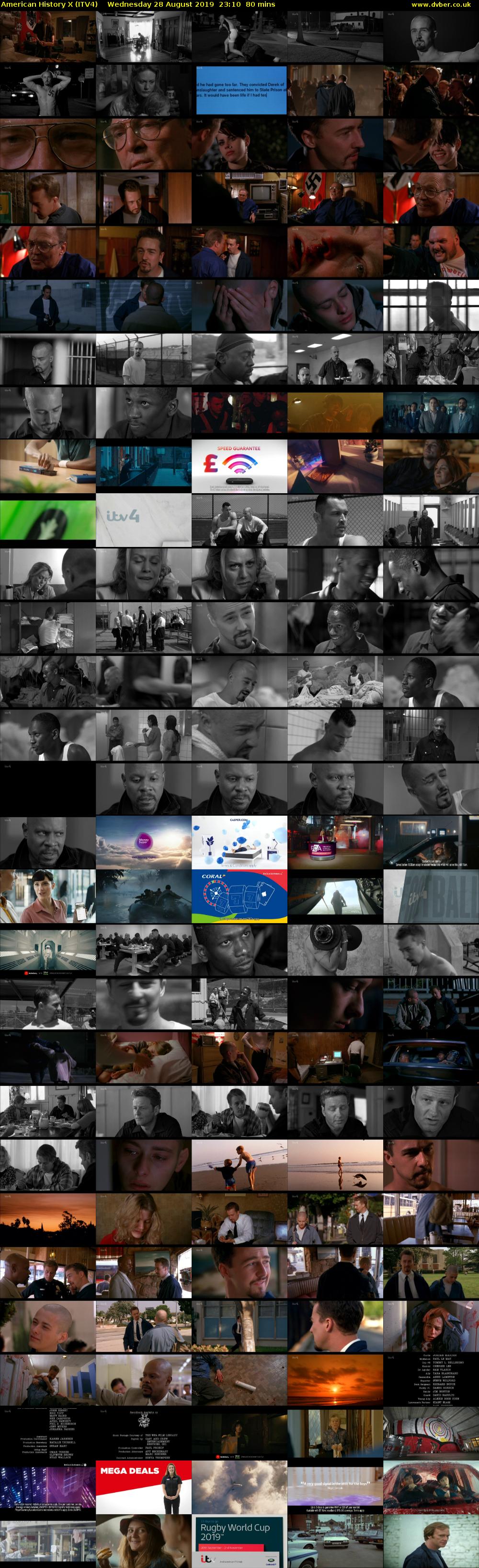 American History X (ITV4) Wednesday 28 August 2019 23:10 - 00:30