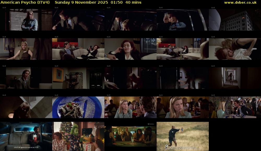 American Psycho (ITV4) Sunday 9 November 2025 01:50 - 02:30