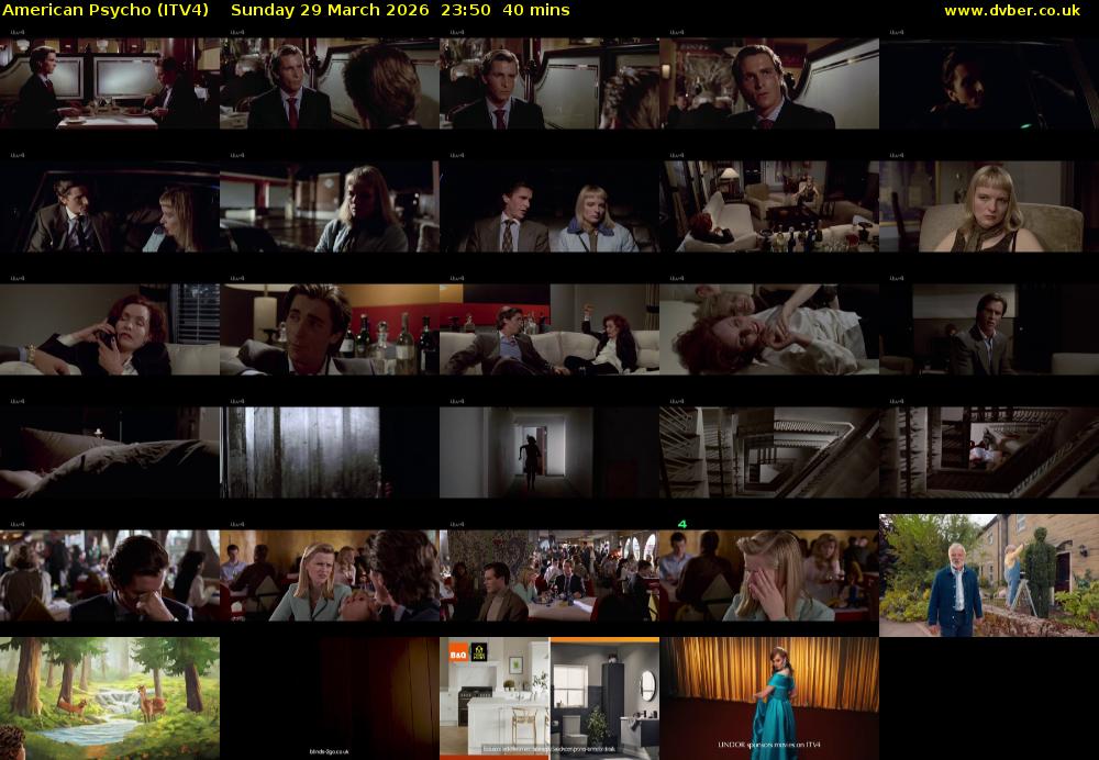 American Psycho (ITV4) Sunday 29 March 2026 23:50 - 00:30