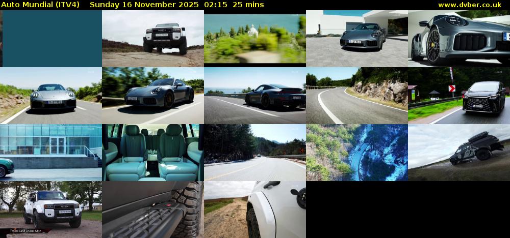Auto Mundial (ITV4) Sunday 16 November 2025 02:15 - 02:40
