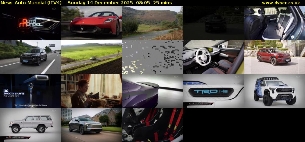 Auto Mundial (ITV4) Sunday 14 December 2025 08:05 - 08:30