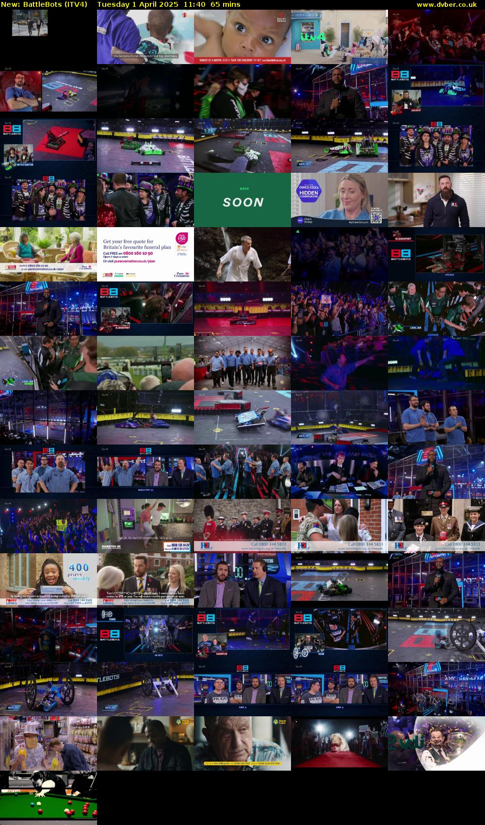 Battlebots (ITV4) Tuesday 1 April 2025 11:40 - 12:45