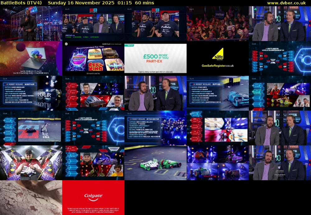Battlebots (ITV4) Sunday 16 November 2025 01:15 - 02:15