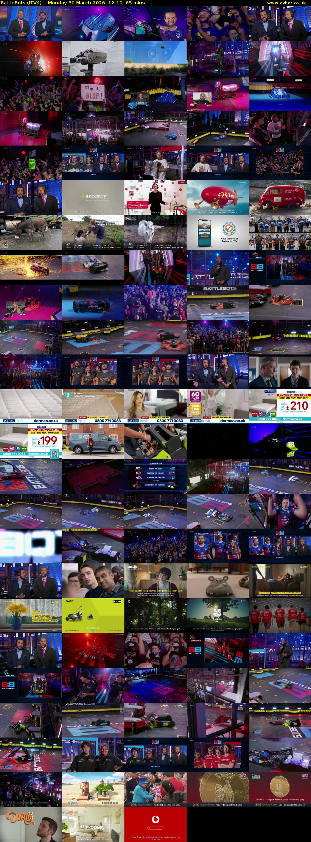 Battlebots (ITV4) Monday 30 March 2026 12:10 - 13:15