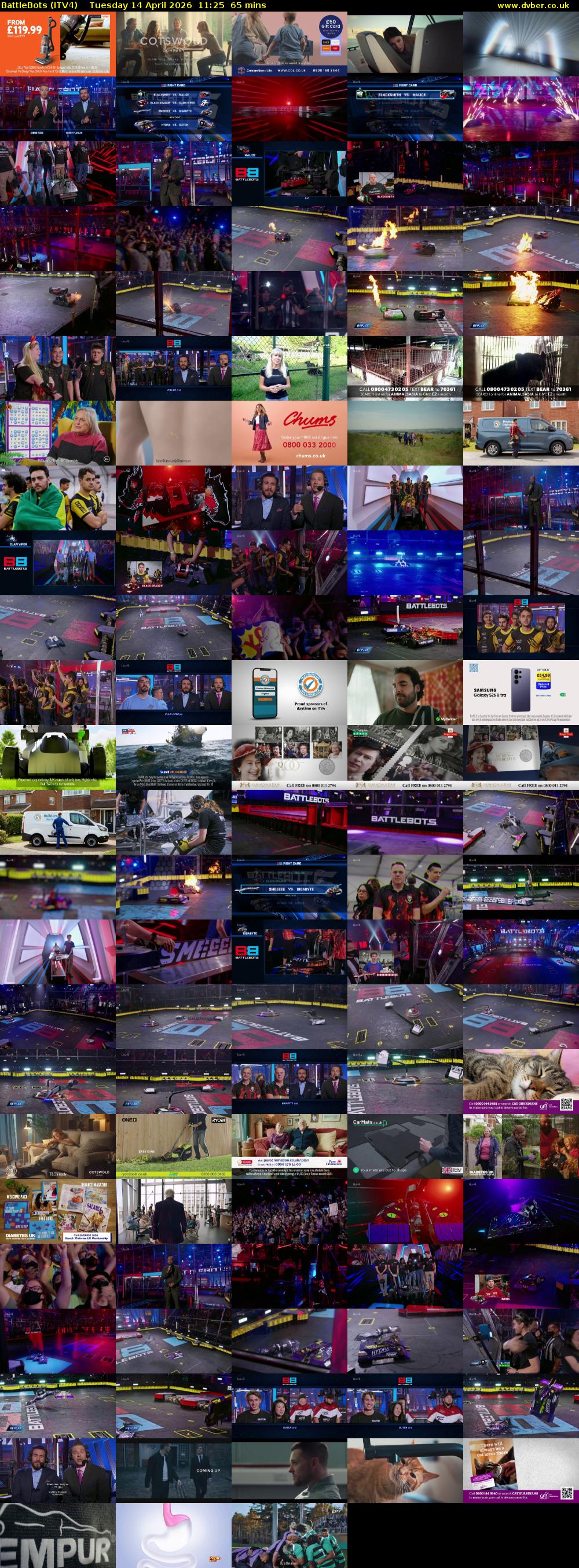 Battlebots (ITV4) Tuesday 14 April 2026 11:25 - 12:30
