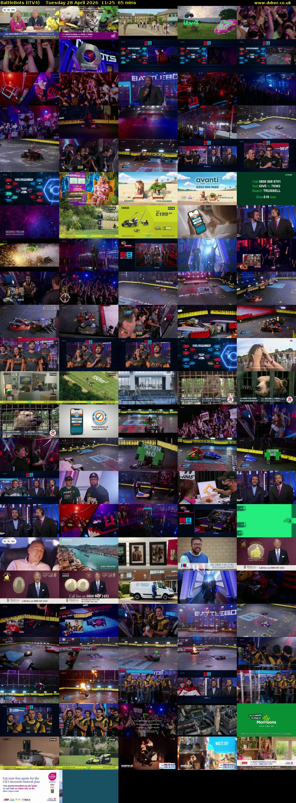 Battlebots (ITV4) Tuesday 28 April 2026 11:25 - 12:30