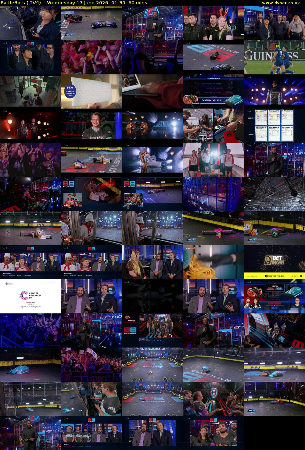 Battlebots (ITV4) Wednesday 17 June 2026 01:30 - 02:30