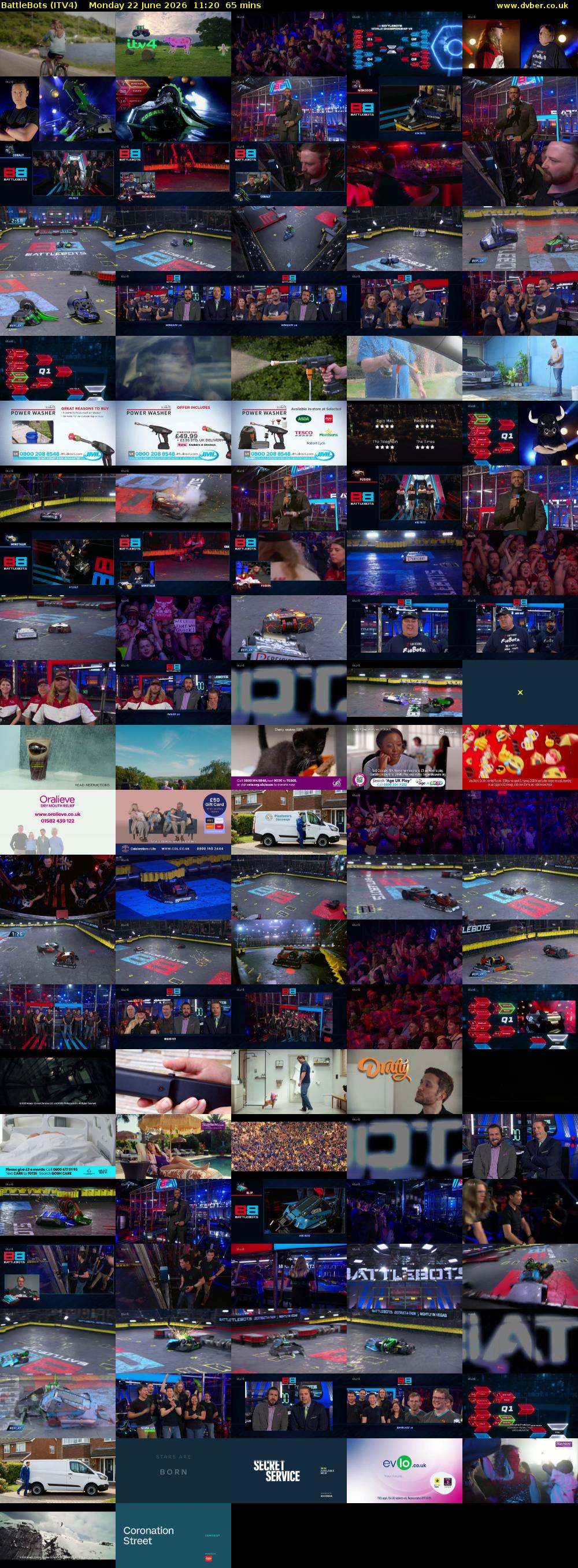 Battlebots (ITV4) Monday 22 June 2026 11:20 - 12:25
